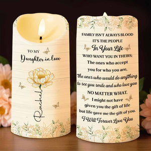 To My Daughter-in-Law, Love Forever With Butterflies And Flowers - Personalized Custom LED Candle - DILA048_LECA