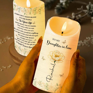 To My Daughter-in-Law, Love Forever With Butterflies And Flowers - Personalized Custom LED Candle - DILA048_LECA