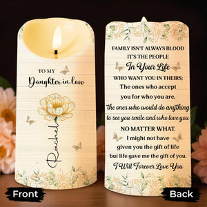 To My Daughter-in-Law, Love Forever With Butterflies And Flowers - Personalized Custom LED Candle - DILA048_LECA