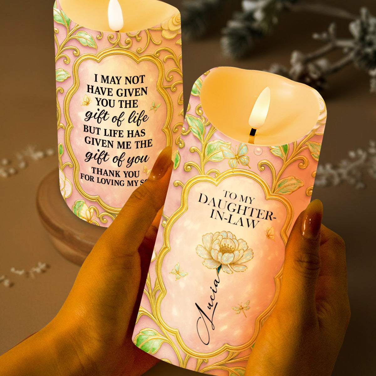 Thank You For Loving My Son, Floral Design - Personalized Custom LED Candle - DILA049_LECA