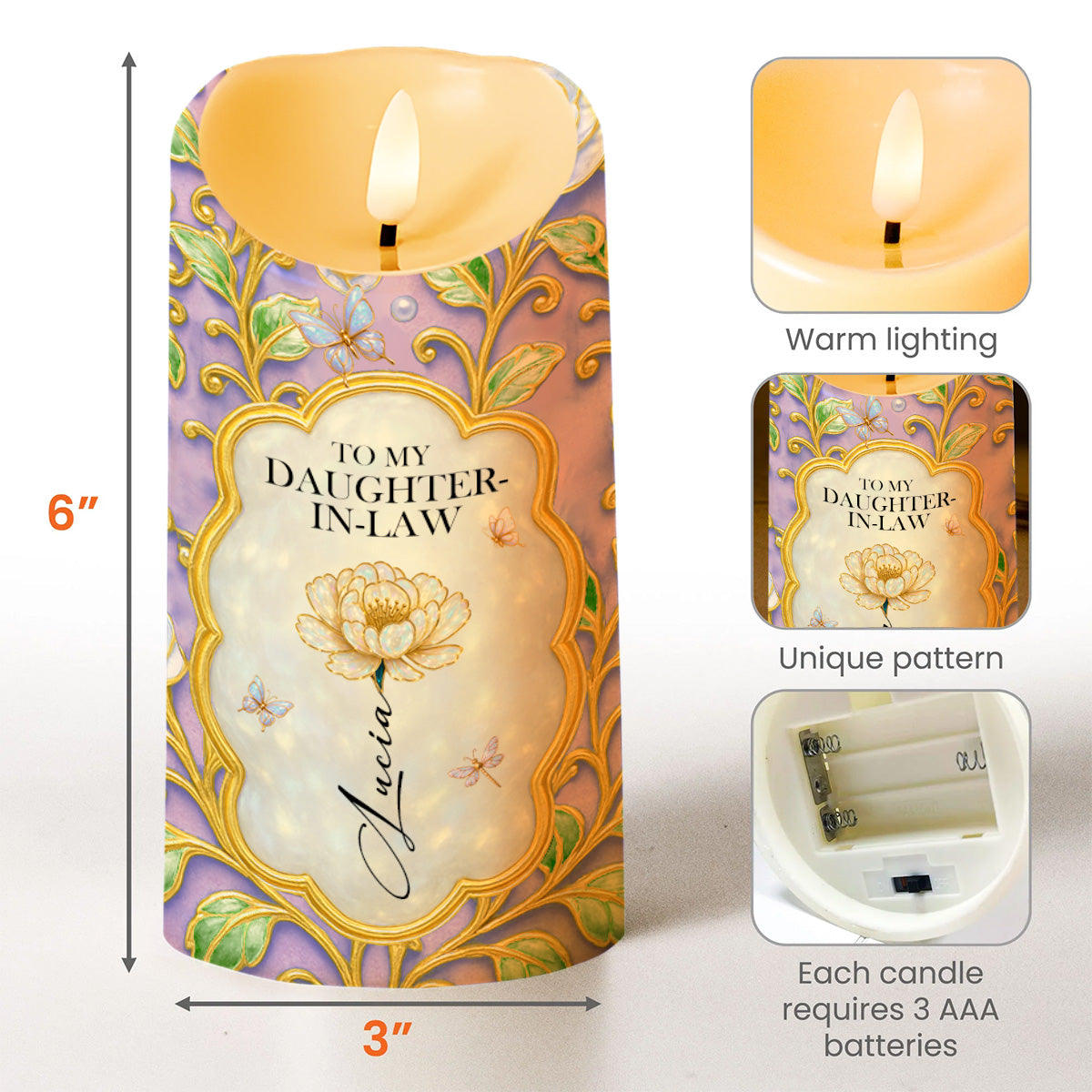 Thank You For Loving My Son, Floral Design - Personalized Custom LED Candle - DILA049_LECA