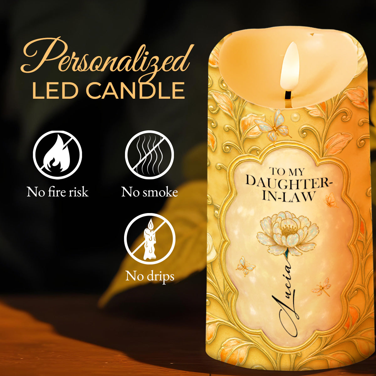 Thank You For Loving My Son, Floral Design - Personalized Custom LED Candle - DILA049_LECA