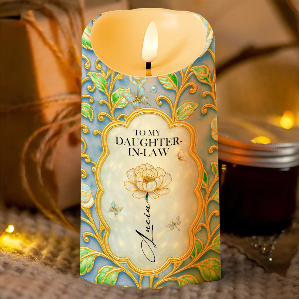 Thank You For Loving My Son, Floral Design - Personalized Custom LED Candle - DILA049_LECA