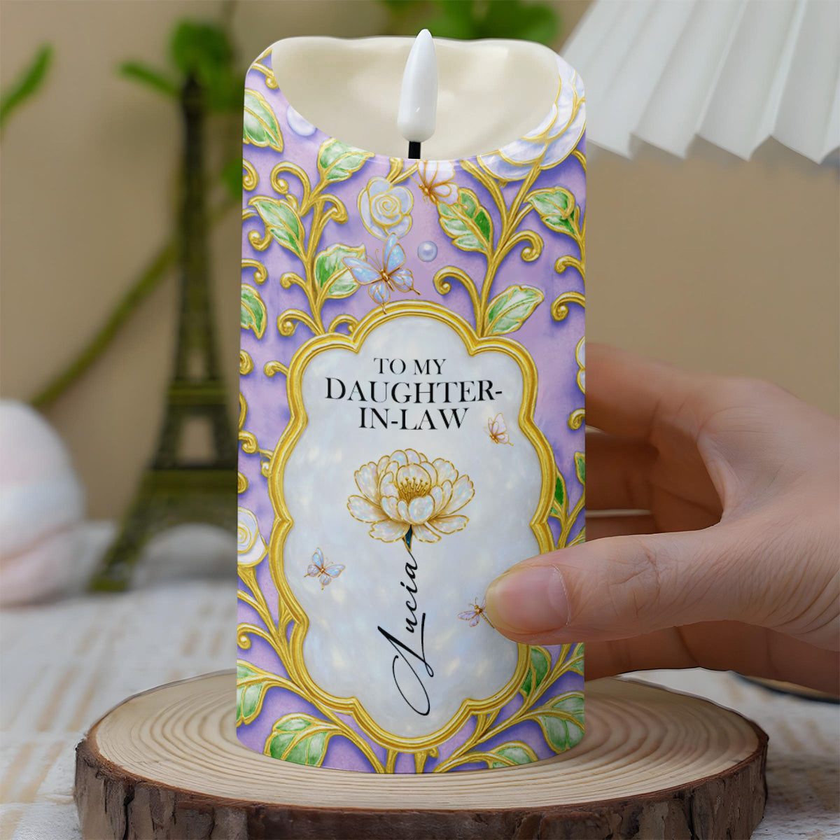 Thank You For Loving My Son, Floral Design - Personalized Custom LED Candle - DILA049_LECA