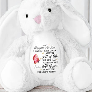 To My Daughter In Law Life Has Given Me The Gift Of You Butterfly - Personalized Stuffed Bunny - DILA051_BUN