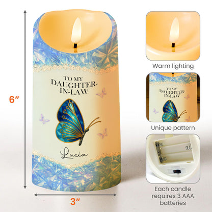 To My Daughter-In-Law, Loving Gift With Butterfly And Flowers - Personalized Custom LED Candle - DILA051_LECA
