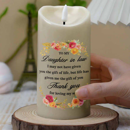 To My Daughter In Law, Thank You For Loving My Son, Flowers - Personalized Custom LED Candle - DILA054_LECA