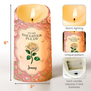 To My Daughter-In-Law, Gift Of Life, Flower And Butterflies Design - Personalized Custom LED Candle - DILA061_LECA