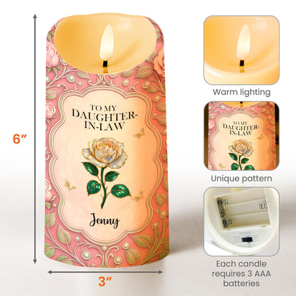 To My Daughter-In-Law, Gift Of Life, Flower And Butterflies Design - Personalized Custom LED Candle - DILA061_LECA