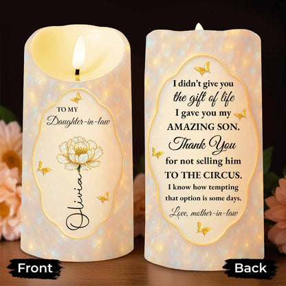 Thank You For Not Selling Him To The Circus, Flowers and Butterflies - Personalized Custom LED Candle - DILA064_LECA