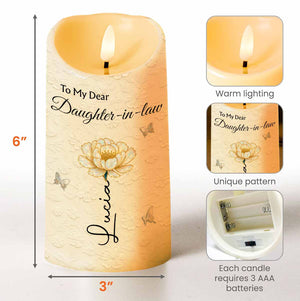 To My Dear Daughter-in-law, Flower And Butterfly Design - Personalized Custom LED Candle - DILA065_LECA