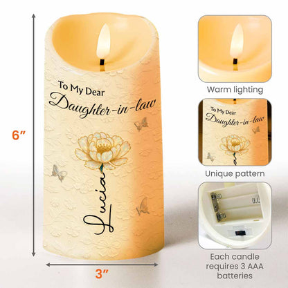 To My Dear Daughter-in-law, Flower And Butterfly Design - Personalized Custom LED Candle - DILA065_LECA