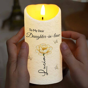 To My Dear Daughter-in-law, Flower And Butterfly Design - Personalized Custom LED Candle - DILA065_LECA