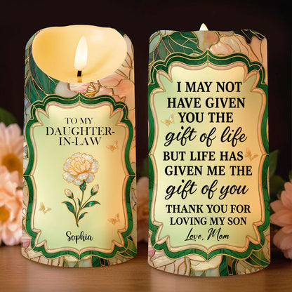 Gift Of Life, Flowers And Butterflies - Personalized Custom LED Candle - DILA070_LECA