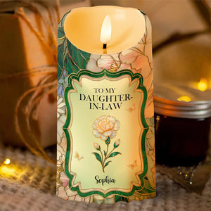 Gift Of Life, Flowers And Butterflies - Personalized Custom LED Candle - DILA070_LECA