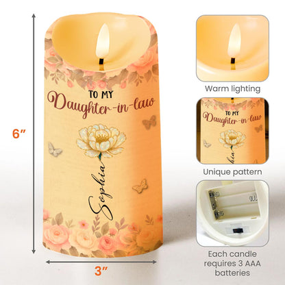 To My Daughter-In-Law, Thank You, Flowers and Butterflies - Personalized Custom LED Candle - DILA071_LECA