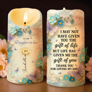Thank You For Loving My Son, Butterflies And Flowers - Personalized Custom LED Candle - DILA077_LECA