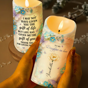 Thank You For Loving My Son, Butterflies And Flowers - Personalized Custom LED Candle - DILA077_LECA