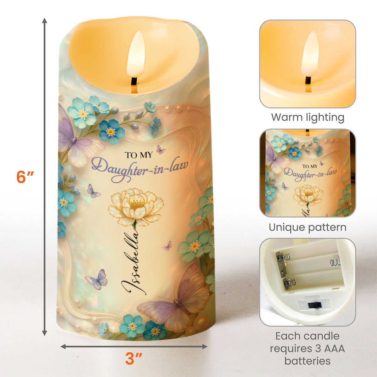 Thank You For Loving My Son, Butterflies And Flowers - Personalized Custom LED Candle - DILA077_LECA