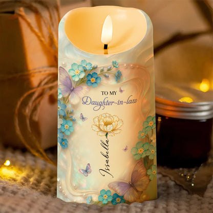 Thank You For Loving My Son, Butterflies And Flowers - Personalized Custom LED Candle - DILA077_LECA
