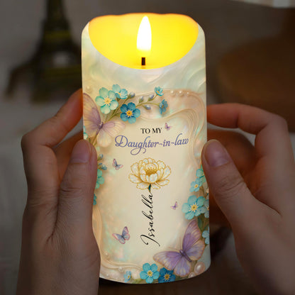 Thank You For Loving My Son, Butterflies And Flowers - Personalized Custom LED Candle - DILA077_LECA