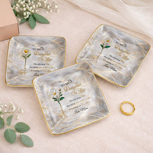 To My Daughter In Law, Watching You Be A Mom, Flower - Personalized Custom Jewelry Dish, Ceramic Dish, Square Shape - DILA078_SCRF