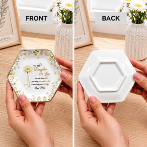 To My Daughter In Law Better Than Being A Mother In Law Flower Birth Month - Personalized Custom Jewelry Dish, Ceramic Dish, Hexagonal Shape - DILA079_HECRD