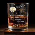 To My Daughter In Law Better Than Mother In Law Birth Month Flowers - Personalized Custom Whiskey Glass - DILA079_RWG