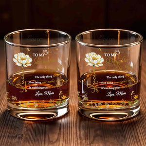 To My Daughter In Law Better Than Mother In Law Birth Month Flowers - Personalized Custom Whiskey Glass - DILA079_RWG
