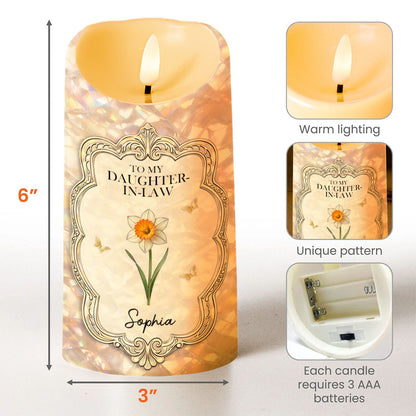 To My Daughter In Law Gift Of You Flower And Butterflies - Personalized Custom LED Candle - DILA086_LECA