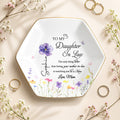 To My Daughter In Law Better Than Mother In Law Birth Month Flower - Personalized Custom Jewelry Dish, Ceramic Dish, Hexagonal Shape - DILA091_HECRD