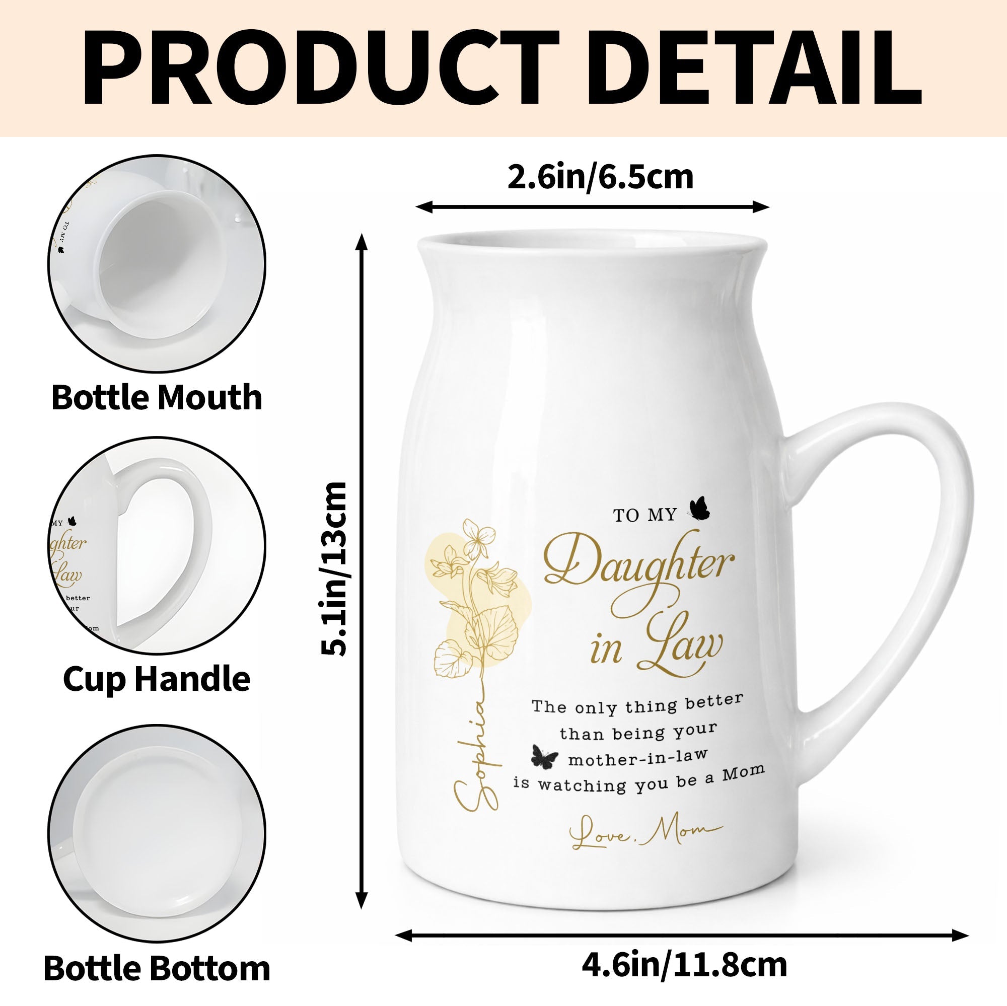 To My Daughter In Law Better Than Mother In Law Birth Month Flower - Personalized Ceramic Flower Vase