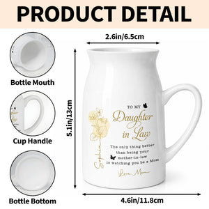 To My Daughter In Law Better Than Mother In Law Birth Month Flower - Personalized Ceramic Flower Vase