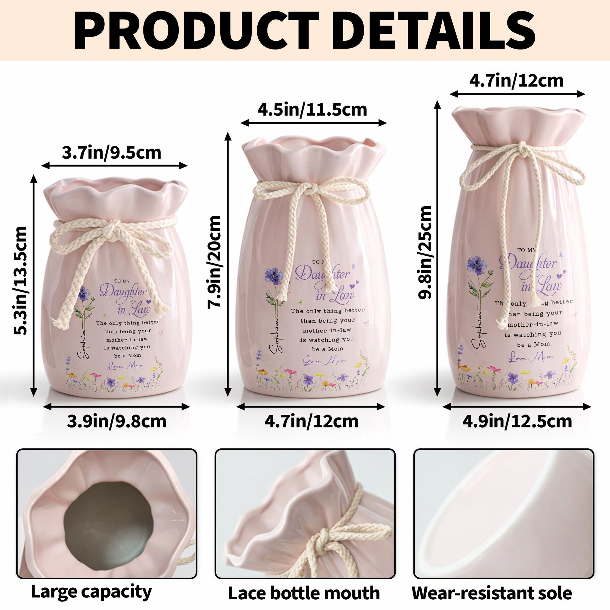 To My Daughter In Law Better Than Being Your Mother In Law Flowers - Personalized Ribbon Tie Flower Vase