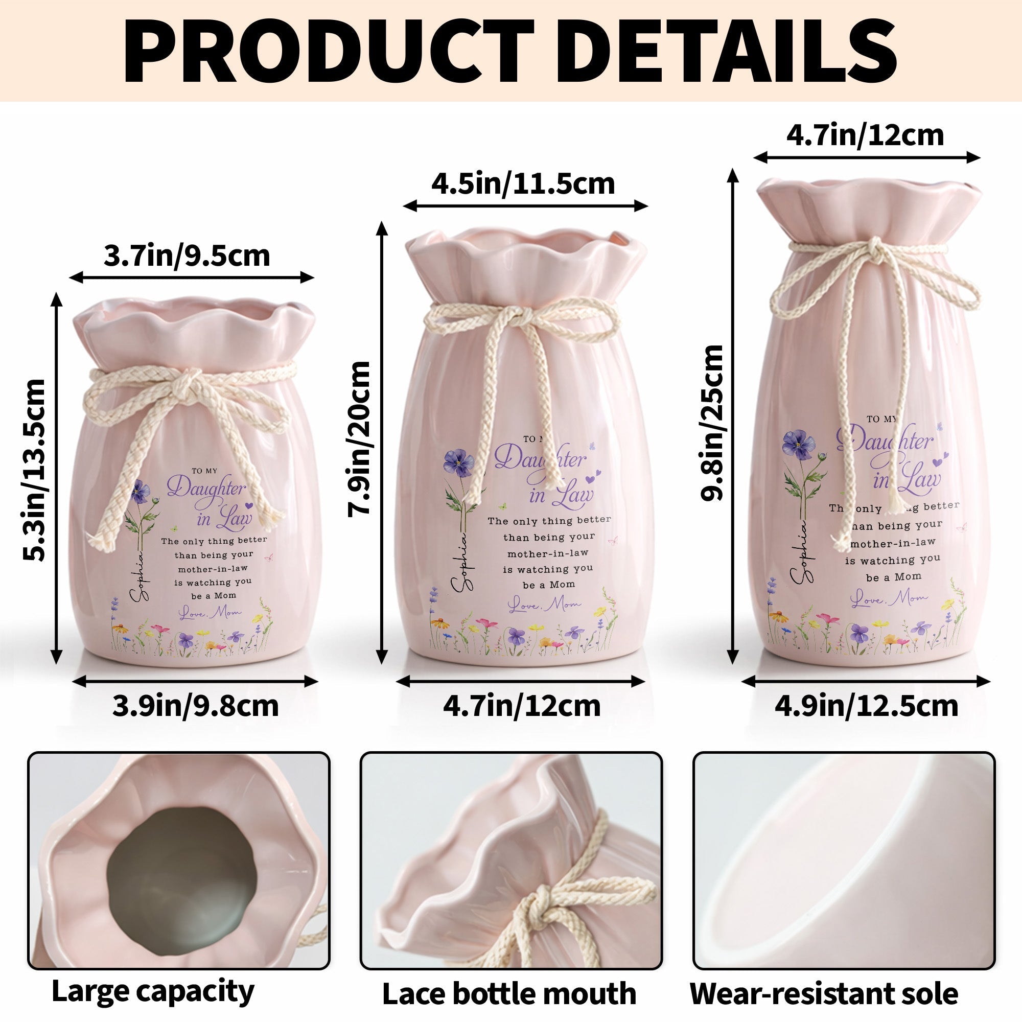 To My Daughter In Law Better Than Being Your Mother In Law Flowers - Personalized Ribbon Tie Flower Vase
