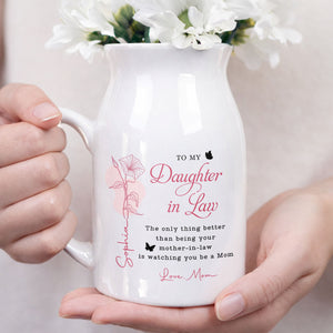 To My Daughter In Law Better Than Mother In Law Birth Month Flower - Personalized Ceramic Flower Vase