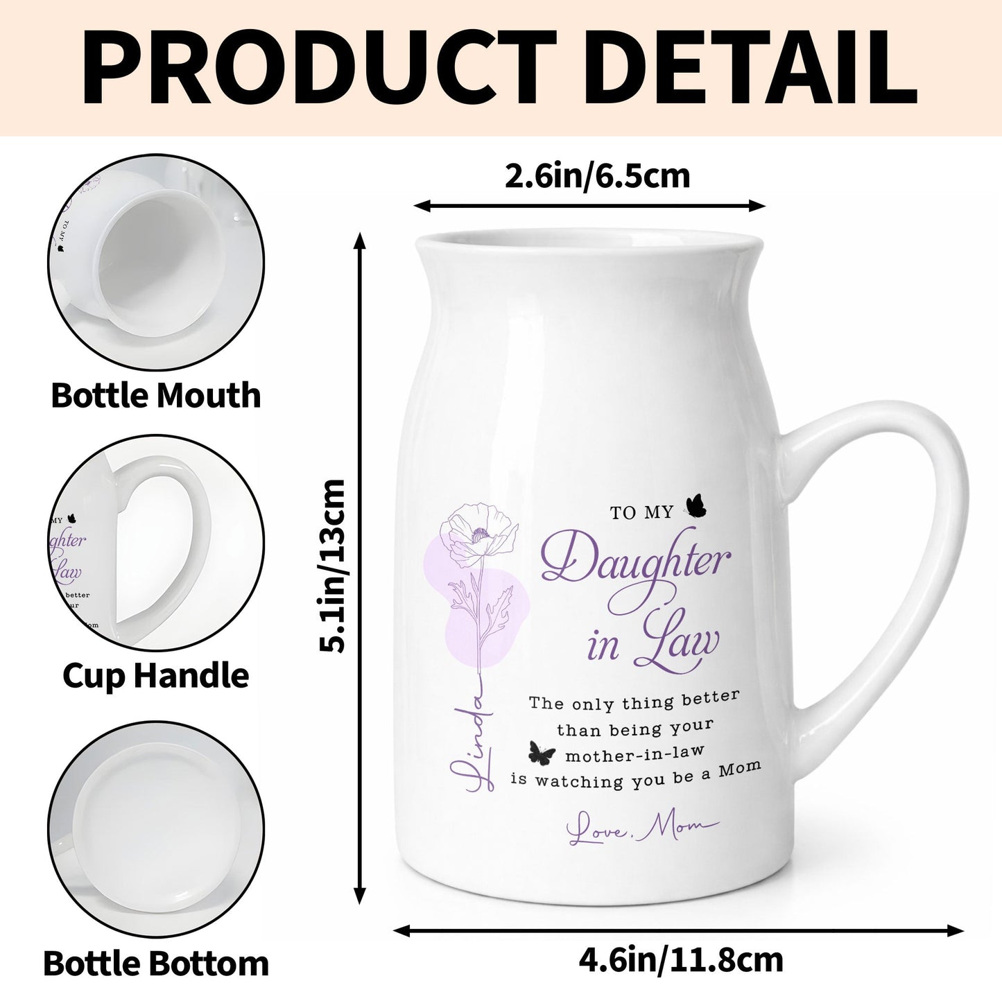 To My Daughter In Law Only Thing Better Watching You Be A Mom Birth Flowers - Personalized Ceramic Flower Vase