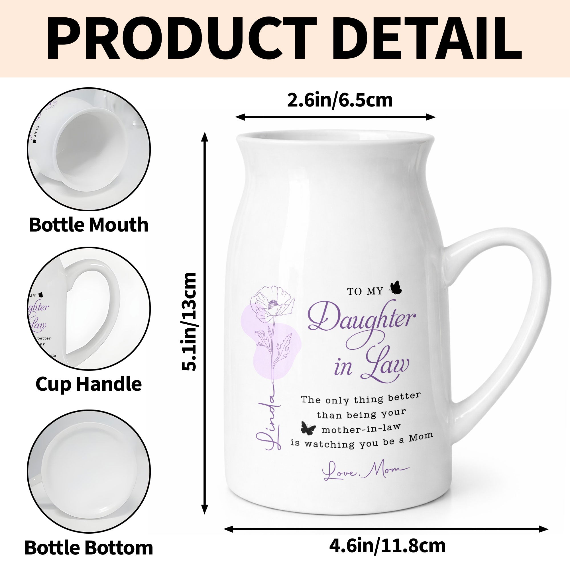 To My Daughter In Law Only Thing Better Watching You Be A Mom Birth Flowers - Personalized Ceramic Flower Vase