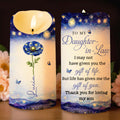 To My Daughter In Law Life Has Given Me The Gift Of You Blue Flower - Personalized Custom LED Candle - DILA105_LECA
