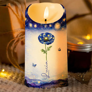 To My Daughter In Law Life Has Given Me The Gift Of You Blue Flower - Personalized Custom LED Candle - DILA105_LECA