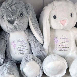 To My Daughter In Law Gift Of You Flower Butterfly - Personalized Stuffed Bunny - DILA108_BUN