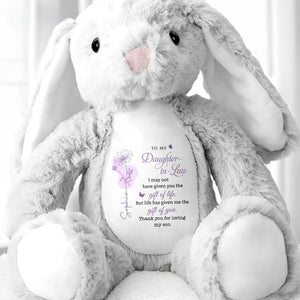 To My Daughter In Law Gift Of You Flower Butterfly - Personalized Stuffed Bunny - DILA108_BUN