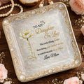 To My Daughter In Law watching You Be A Mom Birth Month Flower - Personalized Custom Jewelry Dish, Ceramic Dish, Square Shape - DILA111_SCRF