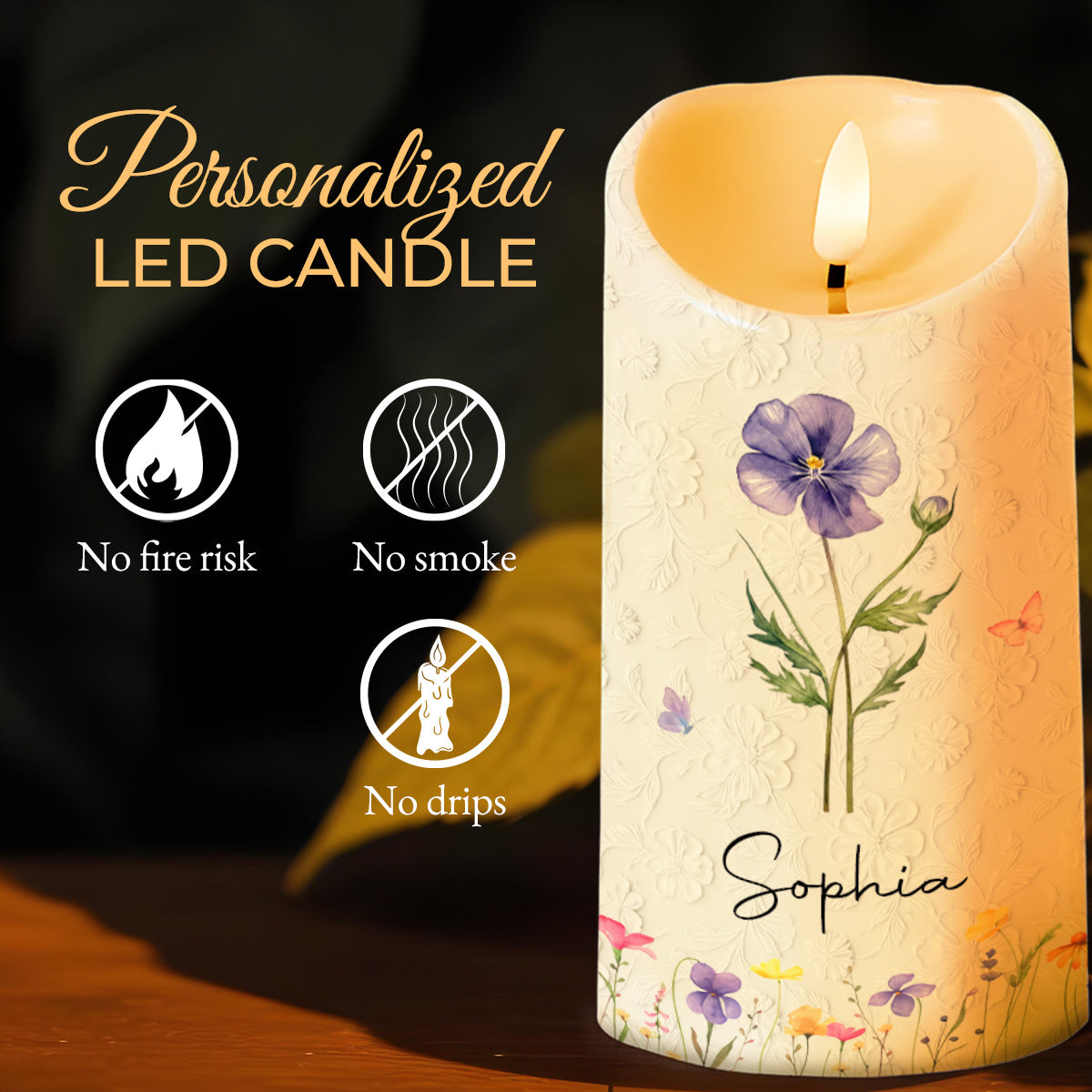 To My Daughter In Law Life Has Given Me The Gift Of You Flowers - Personalized Custom LED Candle - DILA116_LECA