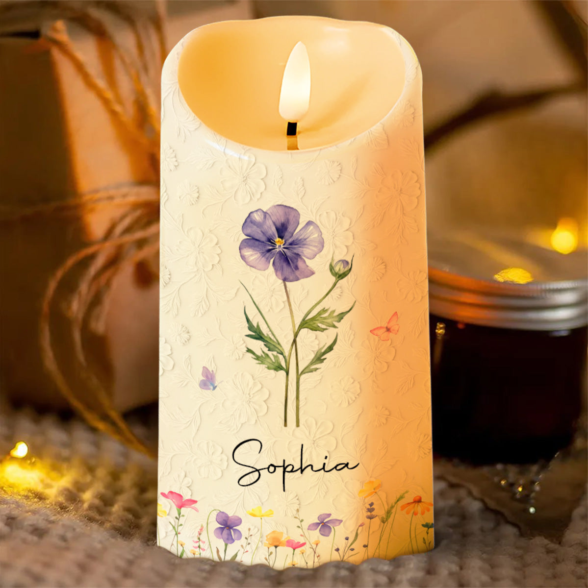 To My Daughter In Law Life Has Given Me The Gift Of You Flowers - Personalized Custom LED Candle - DILA116_LECA
