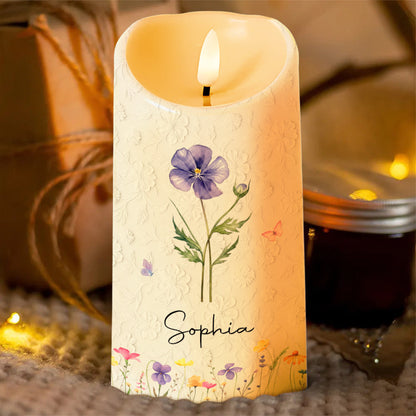 To My Daughter In Law Life Has Given Me The Gift Of You Flowers - Personalized Custom LED Candle - DILA116_LECA