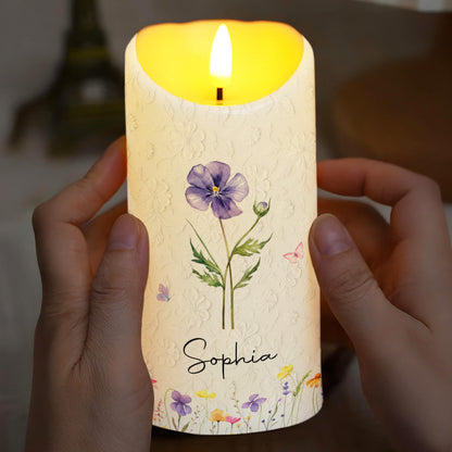 To My Daughter In Law Life Has Given Me The Gift Of You Flowers - Personalized Custom LED Candle - DILA116_LECA