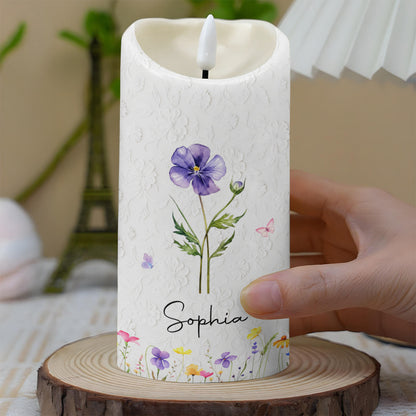 To My Daughter In Law Life Has Given Me The Gift Of You Flowers - Personalized Custom LED Candle - DILA116_LECA