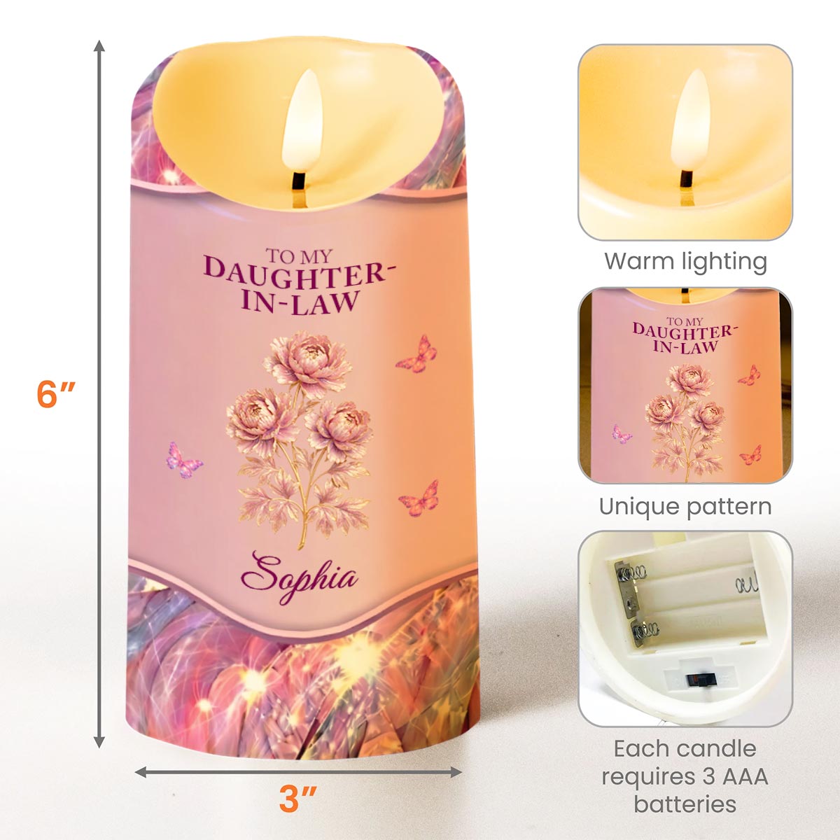 To My Daughter-In-Law I May Not Have Given You Life Flowers Butterflies - Personalized Custom LED Candle - DILA119_LECA