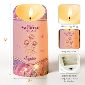 To My Daughter-In-Law I May Not Have Given You Life Flowers Butterflies - Personalized Custom LED Candle - DILA119_LECA